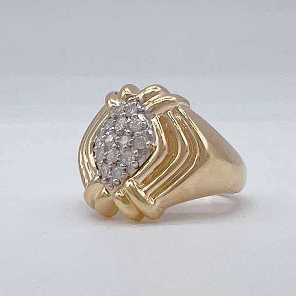 Men's 14kt Yellow Gold & Diamond Band Ring