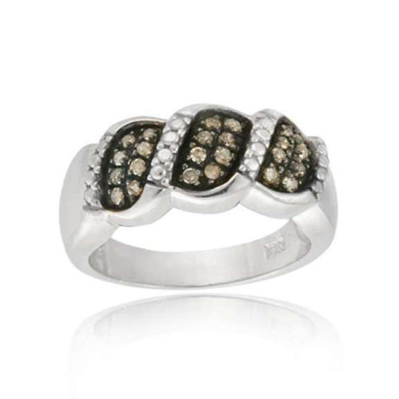 Sterling Silver 1/4ct. TDW Champagne Diamond S Design Ring