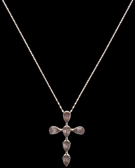 Lovely 18kt Yellow Gold Necklace with Diamond Cross Pendant