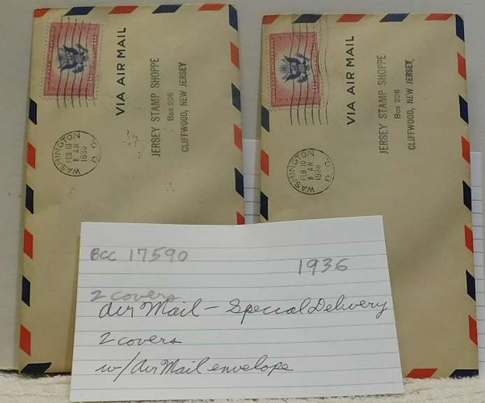 2 covers: 1936 Air Mail Special Delivery