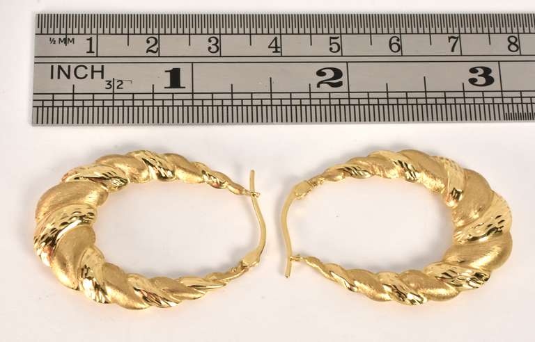 Textured Shrimp Style Hoop Earrings