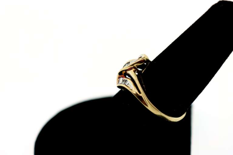 10k Gold Ribbon Baguette Diamond Ring
