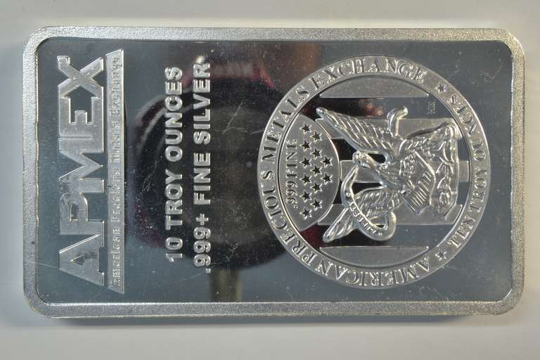 Apmex 10 Troy Oz. pure .999 fine silver bar in plastic