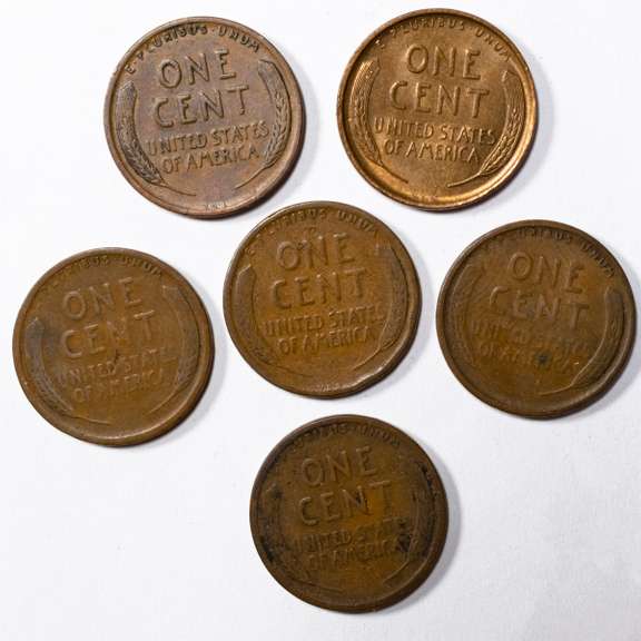 6 1909 VDB Lincoln Type Coins