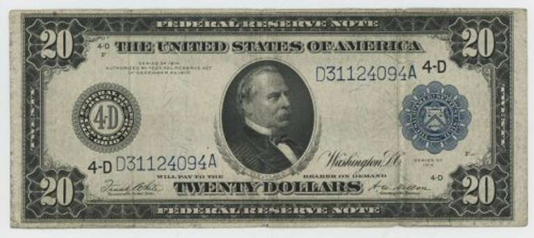 Much nicer 1914 Series Large Size $20 Federal Reserve Note