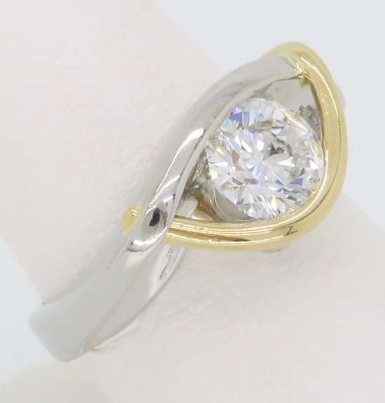 Custom Platinum & 18k GIA Certified Diamond Ring