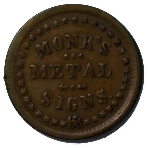 1863 Monks Metal Signs NY City Civil War Store Card