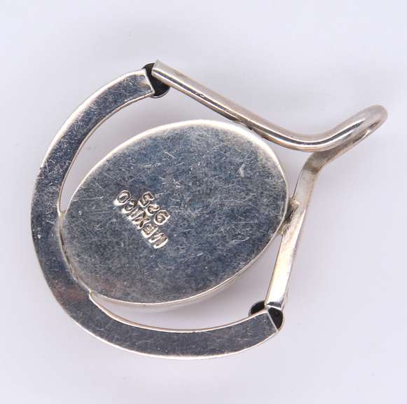 Vintage Sterling Silver Mexico Signed Carnelian Pendant
