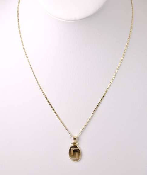 Gorgeous Greek Key Pendant Necklace in 14K Yellow Gold