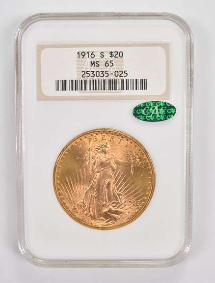 MS65 1916-S $20 Saint-Gaudens Gold Double Eagle - CAC NGC Upgrade?