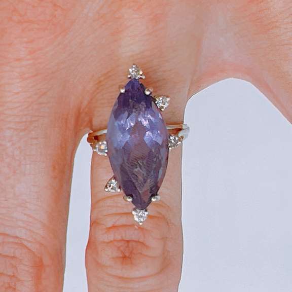 14kt Gold, Amethyst, & Diamond Cocktail Ring
