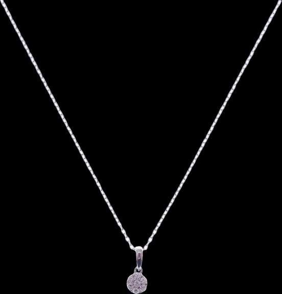 Lovely 18kt White Gold Necklace With Circular Diamond Pendant