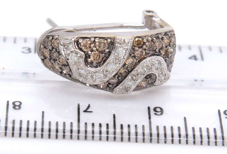 Powerful Set of White and Chocolate Diamond Huggie and Pendant on Chain