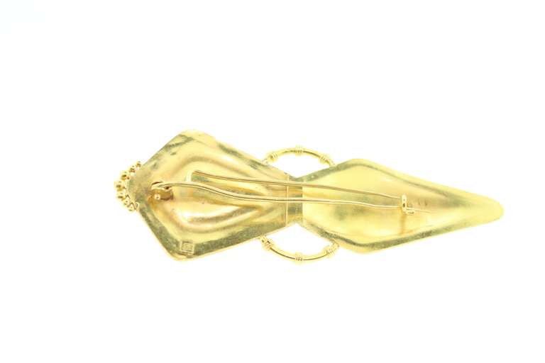 21kt Ladies Brooch with Gemstone