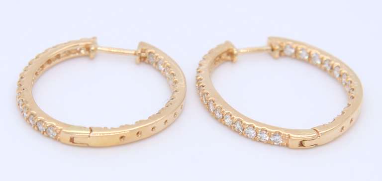 Dazzling Yellow Gold Diamond in out Hoop Earrings