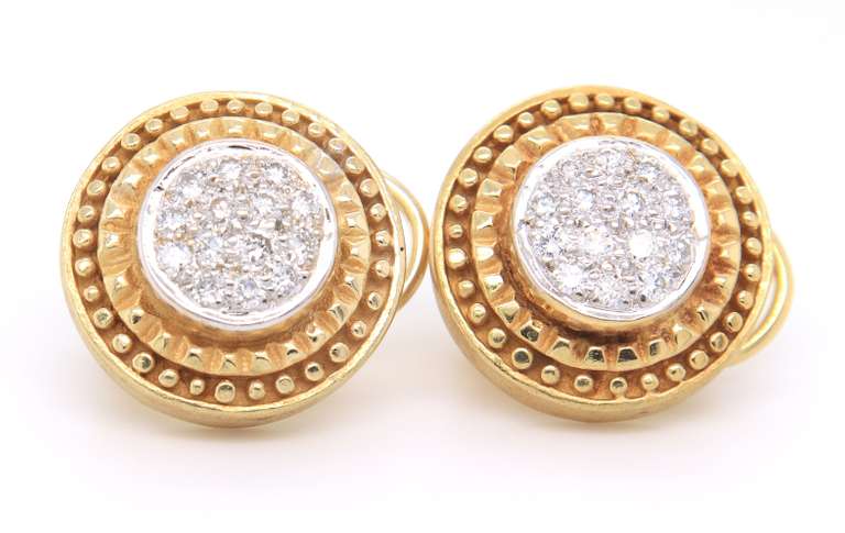 Masterpiece 18kt Pave Center Etruscan Style Earrings