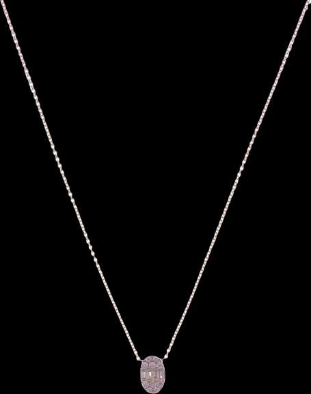 Ornate 18kt Yellow Gold Necklace with Oval Diamond Pendant.