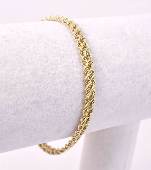 Beautiful Doubled Rope Chain Bracelet in 14K Yellow Gold