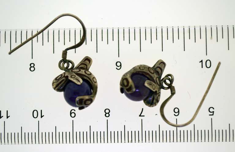Sterling Silver Shark Wrapped Around Amethyst dangle Earrings