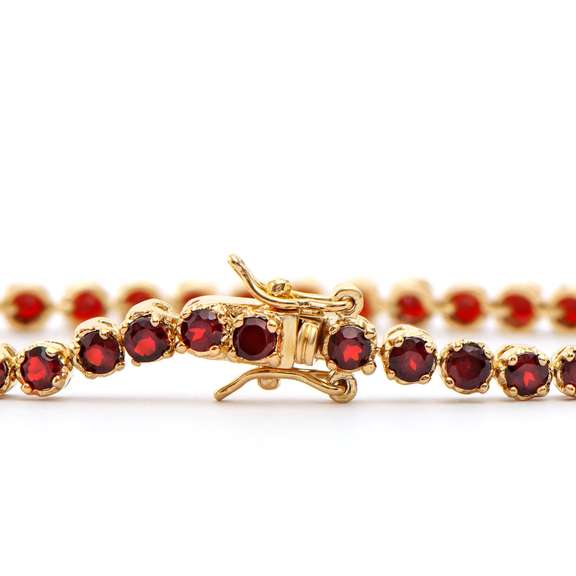 Plated 18KT Yellow Gold 3.60ctw Garnet Bracelet