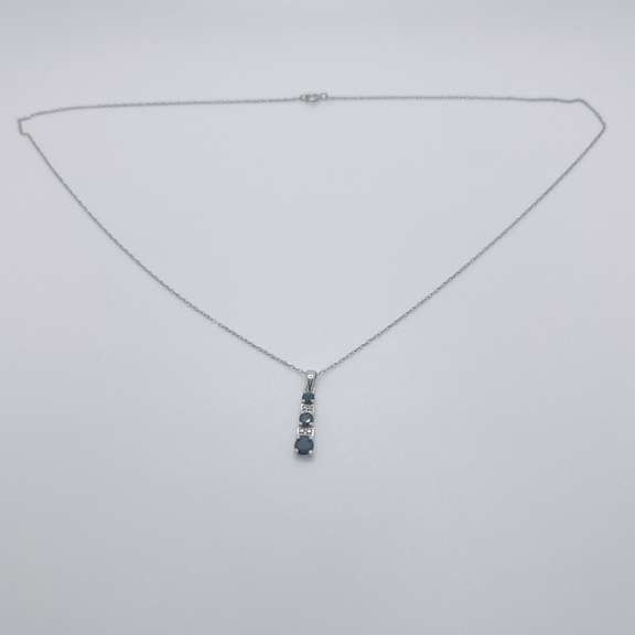 10kt Gold, Blue Sapphire, & Diamond Necklace & Earrings Set