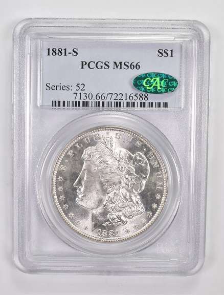 MS66 1881-S Morgan Silver Dollar - CAC - Graded PCGS