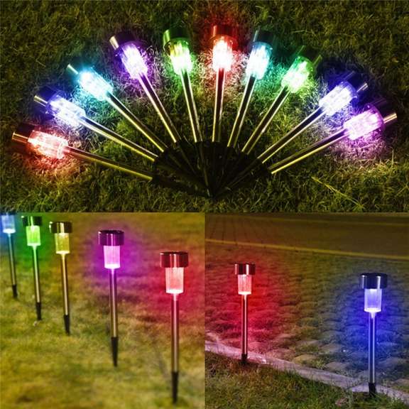 24pcs LED Solar Lawn Path Light Stainless Steel