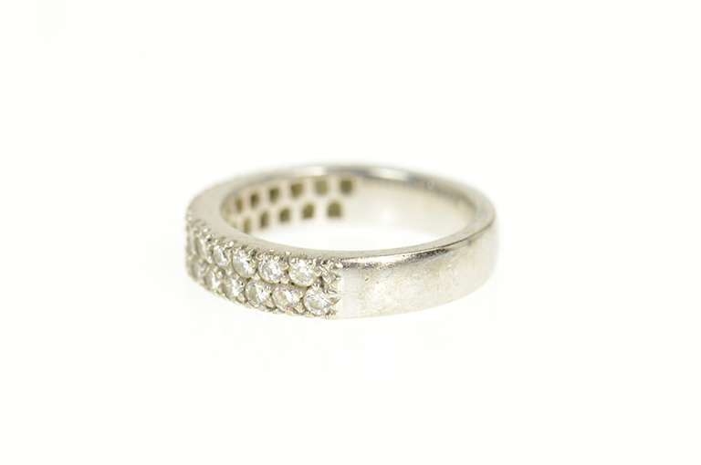 18K White Gold 0.90 Ctw Pave Tiered Diamond Wedding Band Ring