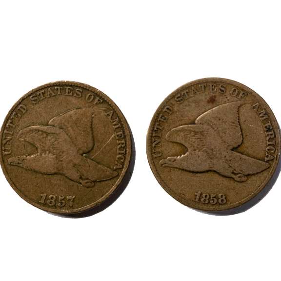 2 1857 Flying Eagle Cents