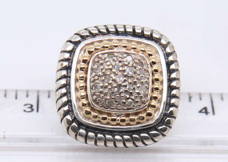 2 Tone Silver and Gold Diamond Earrings