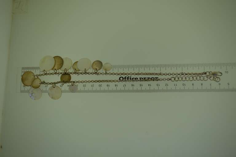 Sterling Silver Mother Of Pearl And Silver Disk Necklace