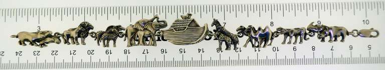 Sterling Silver Noah Ship Animal Bracelet