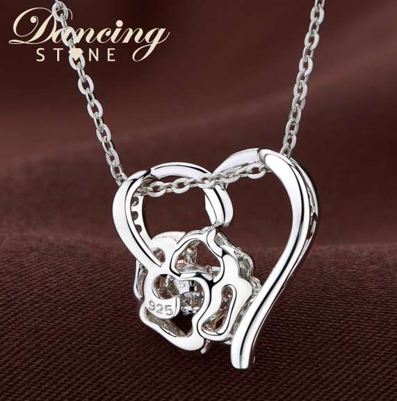 Two tone Flower In heart Silver Pendant