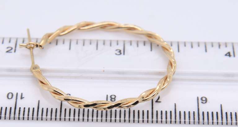 Popular Yellow Gold Twisted Hoop Earrings