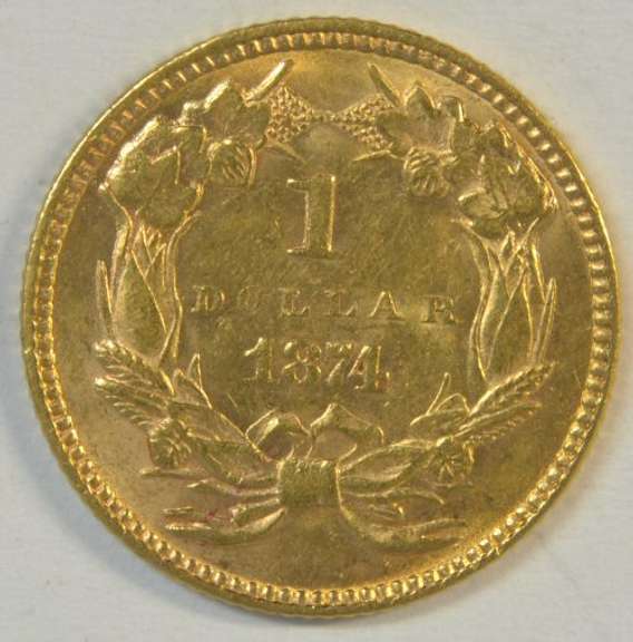 Fresh Choice BU 1874 US Type 3 $1 Gold Piece. Nice