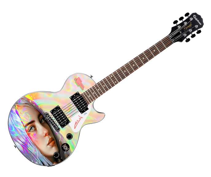Billie Eilish Autographed Gibson Epiphone Les Paul Photo Graphics Guitar ACOA