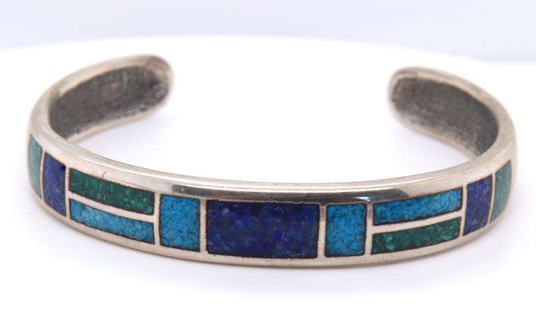 Vintage Sterling Silver Turquoise Cuff Bangle