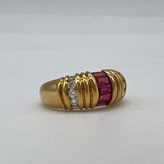 18kt Gold, Ruby, & Diamond Ring