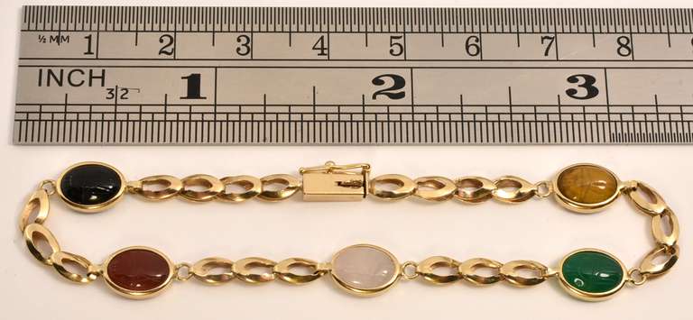 Sweet 14k and Scarab Bracelet