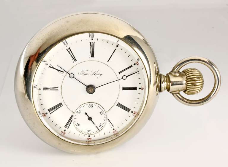 Proper Time King Pocket Watch in Nickel
