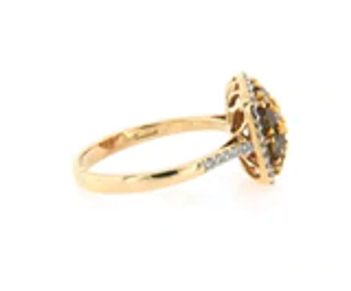 Dreamy Yellow Gold Multi Colored Diamond Cluster Ring