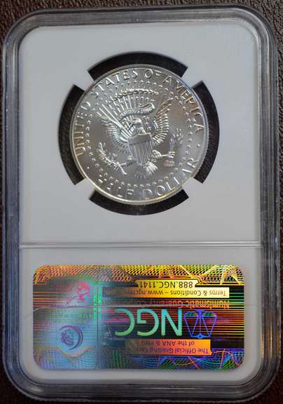 2014-D Kennedy Half Dollar Silver High Relief 50th Anniversary NGC SP70 JFK Holder.