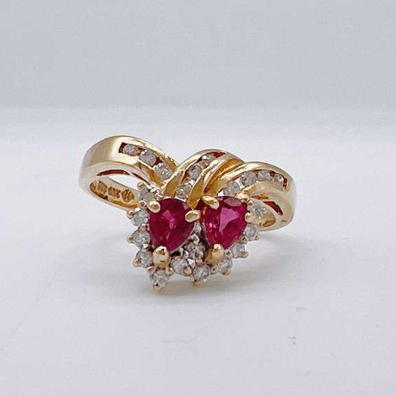 18kt Yellow Gold, Ruby, & Diamond Ring