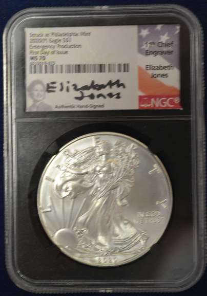 2020-(P) American Silver Eagle Emergency Production First Day Of Issue Signed By 11th Chief Engraver Elizabeth Jones