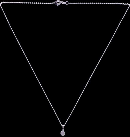 Lovely 18kt White Gold Necklace With Circular Diamond Pendant