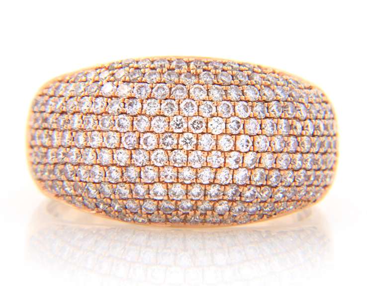 Attractive Rose Gold Diamond Multi Row Dome Ring