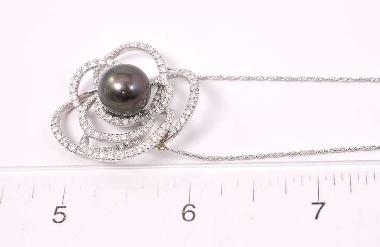 Very Fancy Tahitian Pearl & Diamond Pendant/Necklace, 14KT