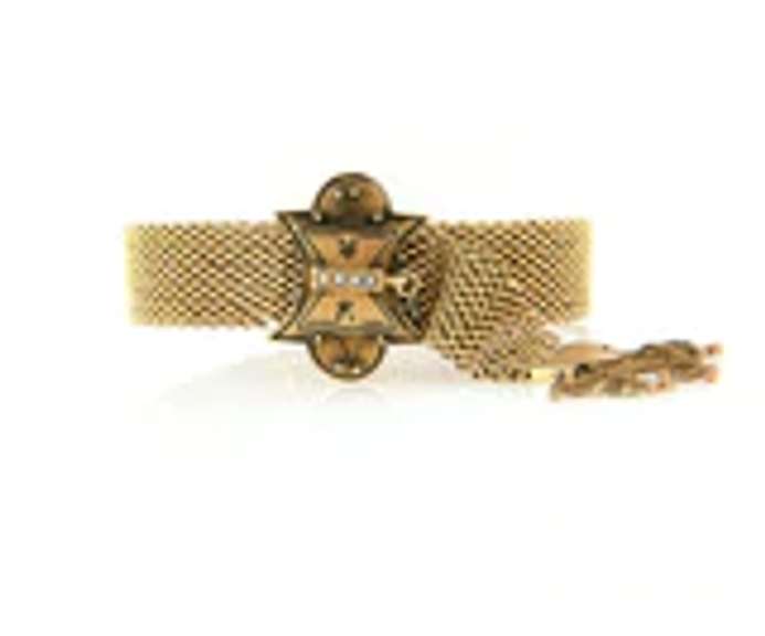 Vintage Polished Woven Black Enamel and Pearl Clasp Bracelet