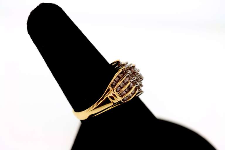 Holistic 10k Gold Ring Flanked by Channel Set Diamonds