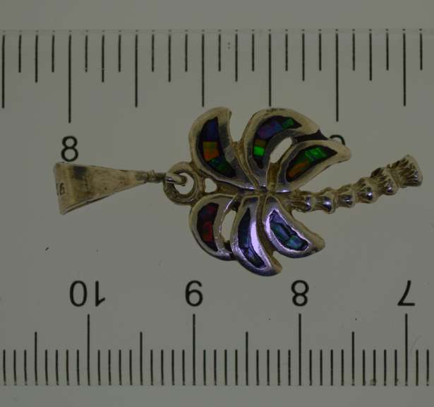 Sterling Silver Enamel Palm Tree Pendant